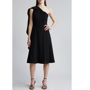 Black Halo Elegant Black One-Shoulder Dress